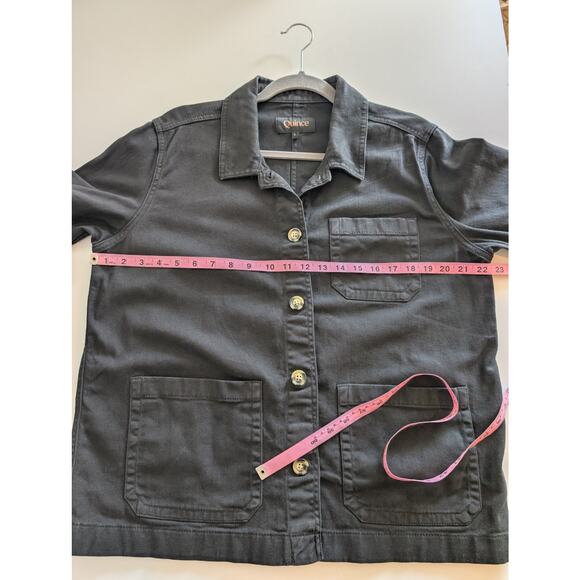 Quince Chore Jacket Organic Comfort Stretch Shacket Denim Oversized Black Size L - Picture 11 of 12